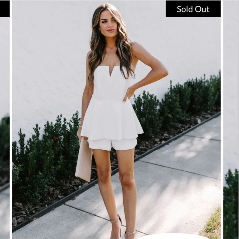 Vici white peplum romper